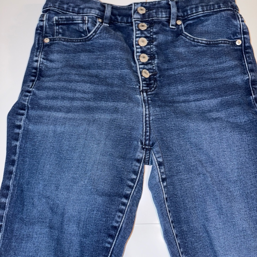 LOFT Women's Modern Skinny Jeans 30/10 Blue Dark Wash Denim Button Fly - Picture 4 of 11